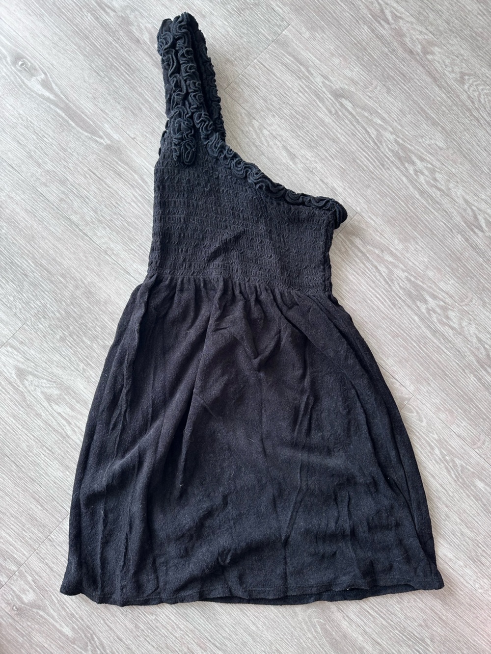 Juicy Couture Black Terry one shoulder mini dress. Preowned. Size P